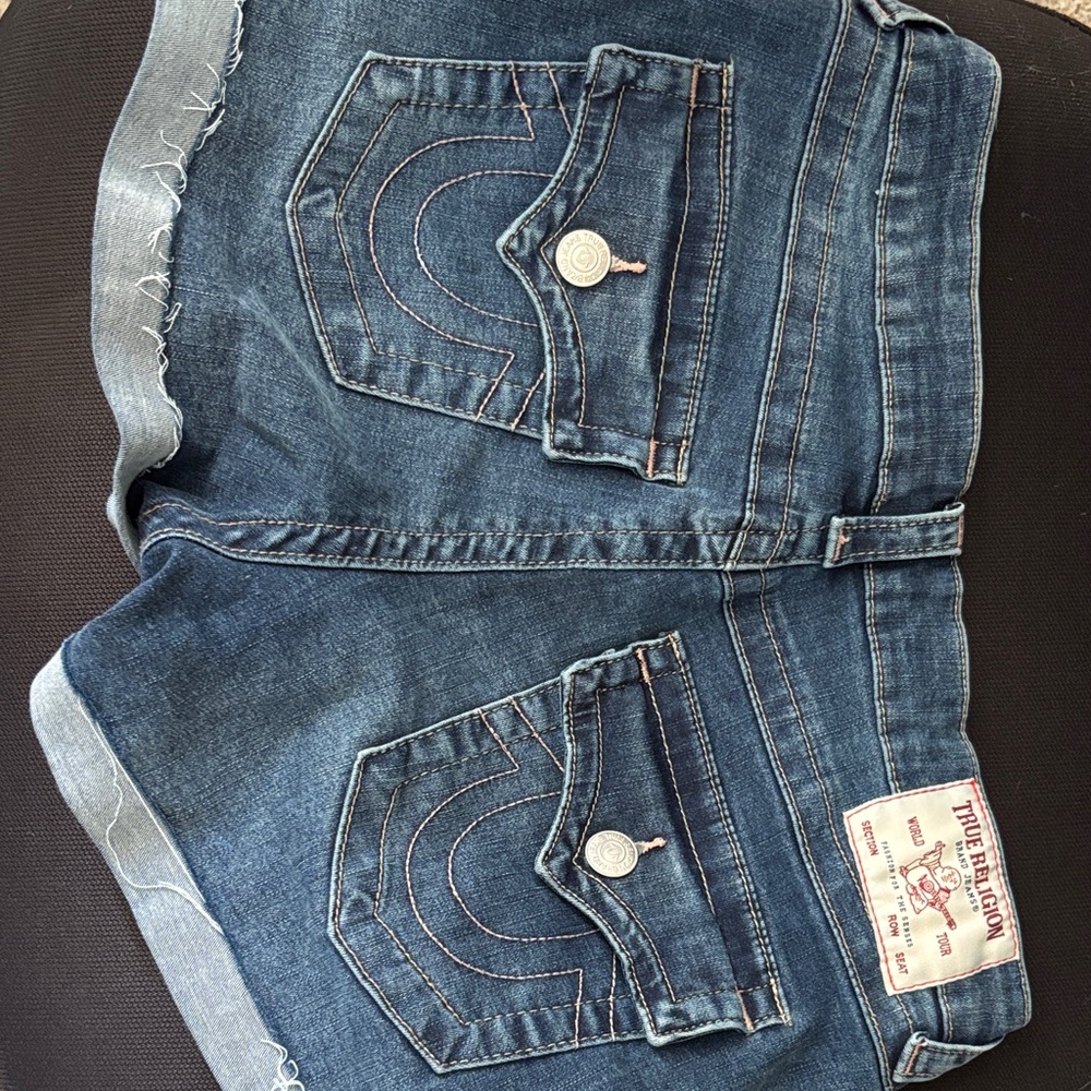 True Religion Women's Dark Blue Denim Shorts